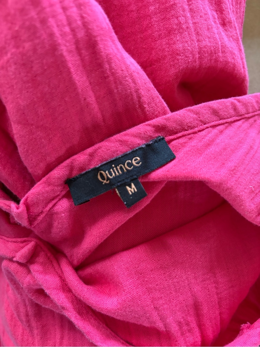 Quince 100% Organic Cotton Gauze Tiered Maxi Midi Dress in Amaranth Pink Medium - Picture 8 of 8